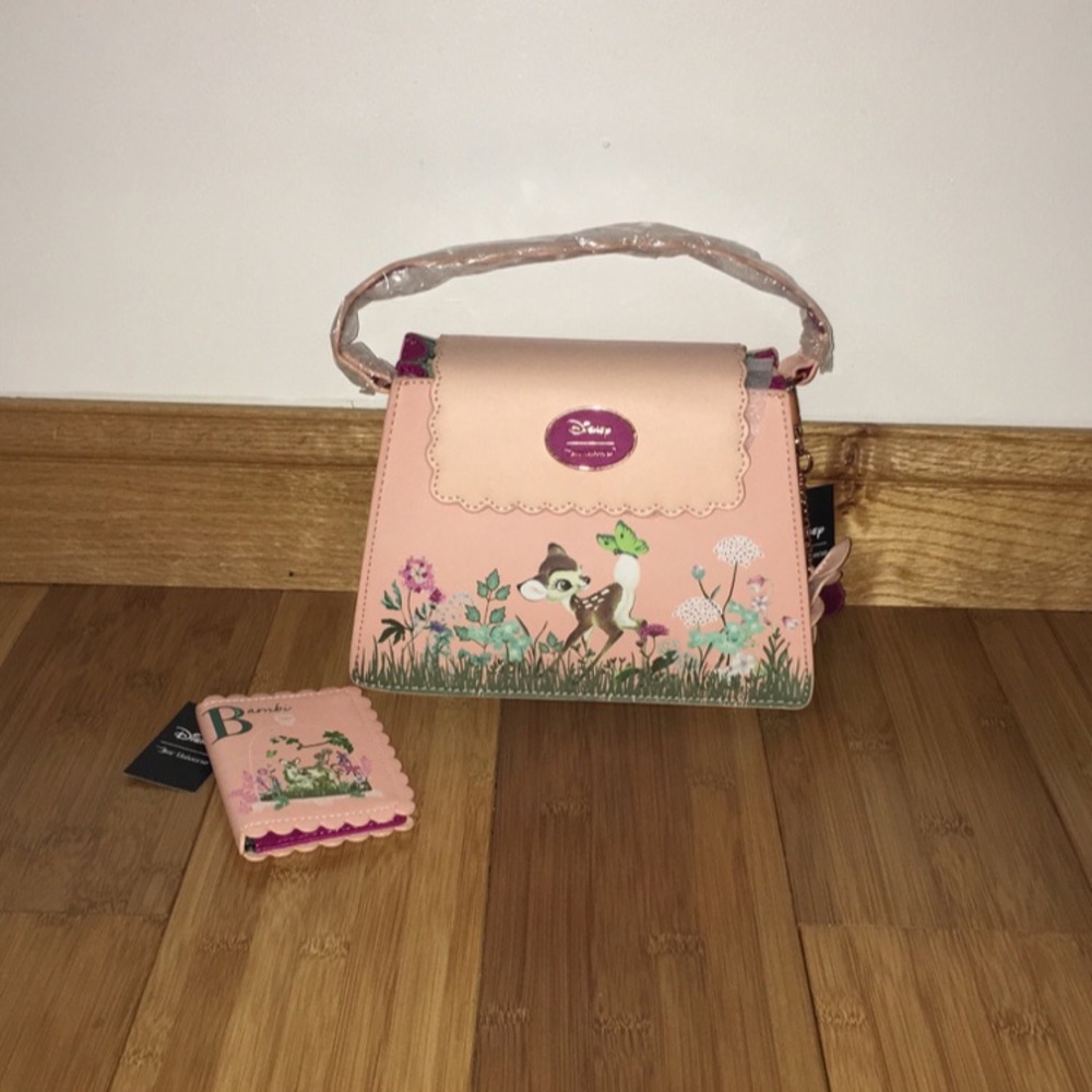 NWT Disney Bambi Pink Crossbody Handbag with Wallet